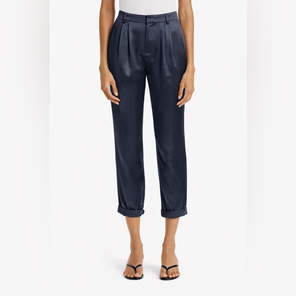 Ramy Brook Madelyn Satin Pant In Navy Blue Size‎ 4